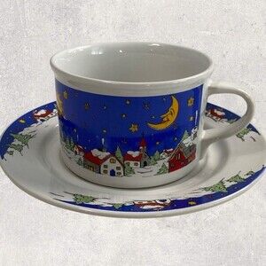 Cup & Saucer Set - Festive Town